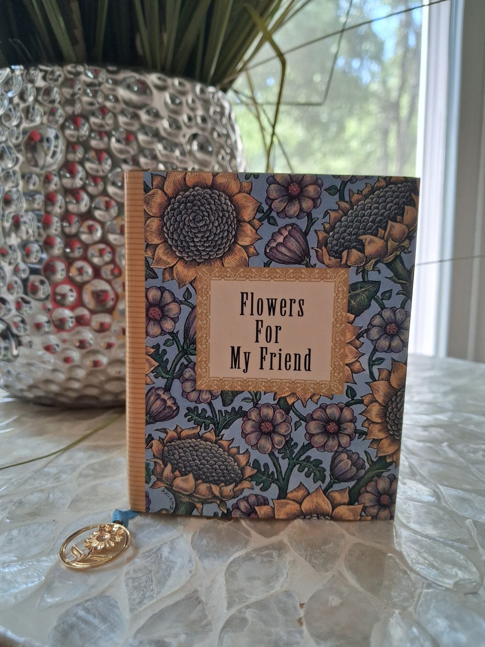 Flowers For My Friend Floral Keepsake Book - Blue & Gold